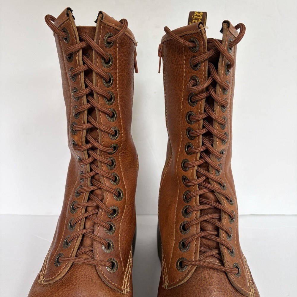 VTG Doc Martens Miranda Combat Boots Womens 8/8.5 Brown Chunky lug sole Lace-Up - Picture 9 of 16